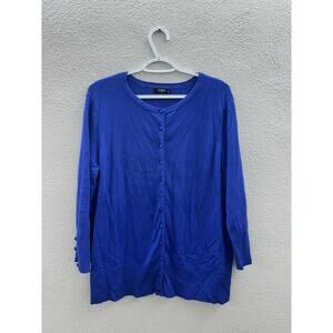 Premise Studio Womens Sweater Size 1X Blue Button Up Long Sleeve